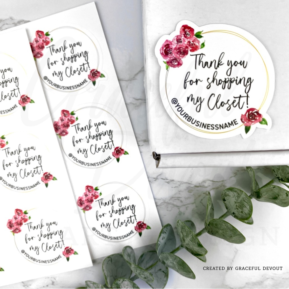 πΉThank You For Shopping My Closet! - 2" (inches) (48ct.) Stickers - Picture 3 of 7